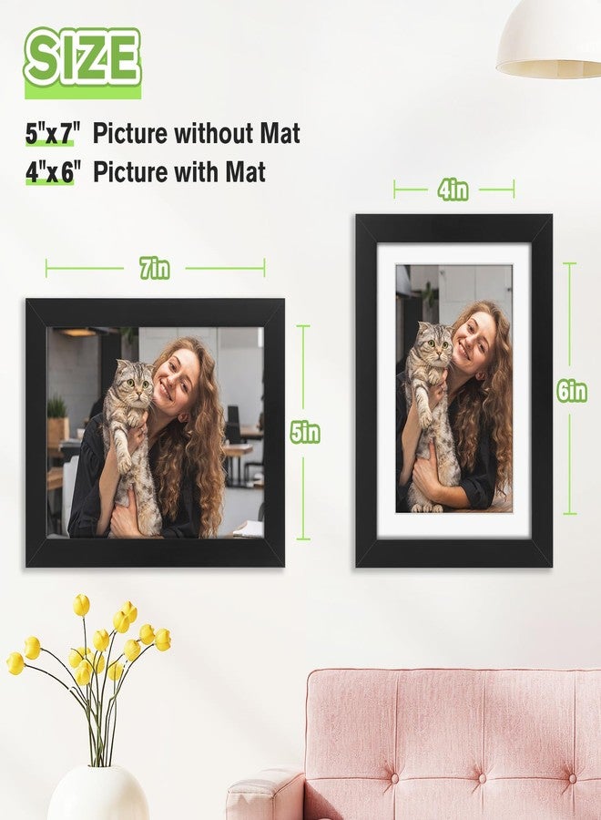 JOYUMY 5x7 Picture Frame Set of 3, Display Pictures 4x6 with Mat or 5x7 Without, Multi Photo Frames Collage for Wall or Tabletop Display, Black - Image 4